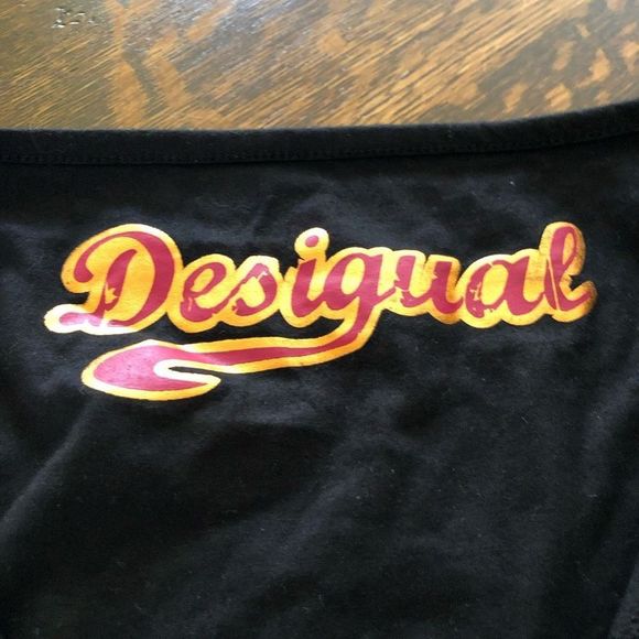 Desigual Black Knit Mini Dress/Tunic with Floral Appliqué - Picture 8 of 16